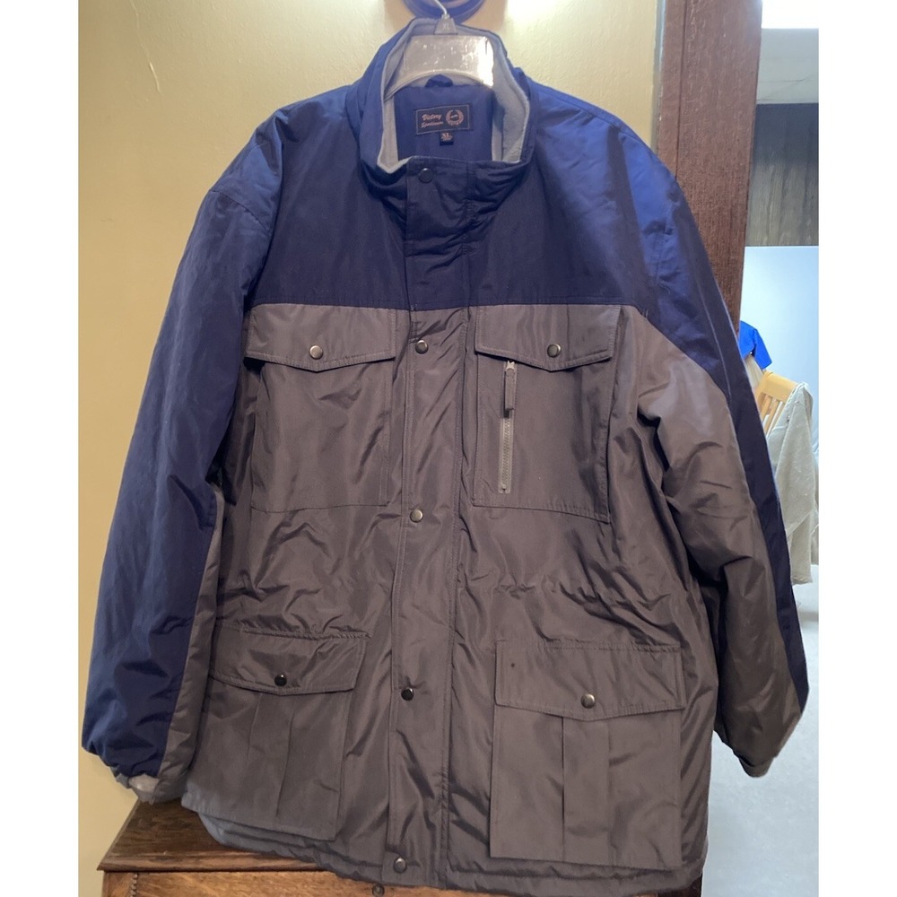 Victory Sportswear XL Rain Resistant Steel/Blue Multi Pocket Men's Parka No Hood